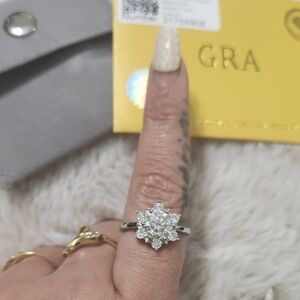 Moissanite Starburst 18k White Gold Ring